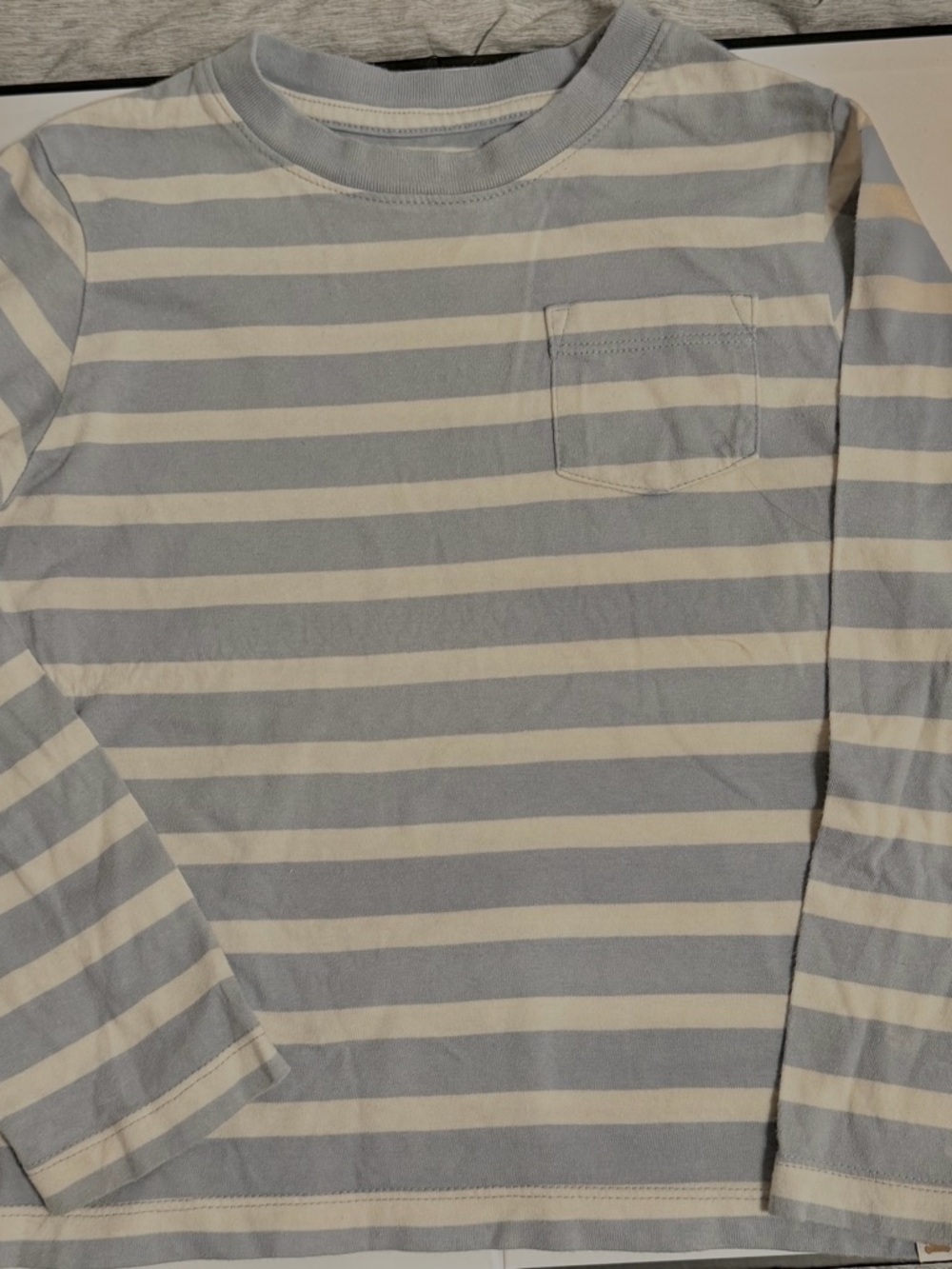GAP Light Blue & White Striped Long-Sleeve Pocket Tee